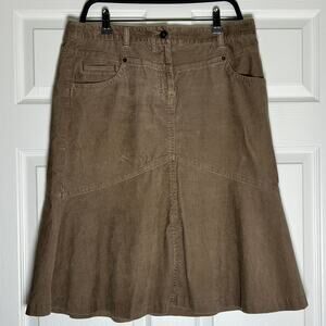 Ann Taylor LOFT Corduroy High Waisted Knee Length Flare Skirt Women's 10 Brown